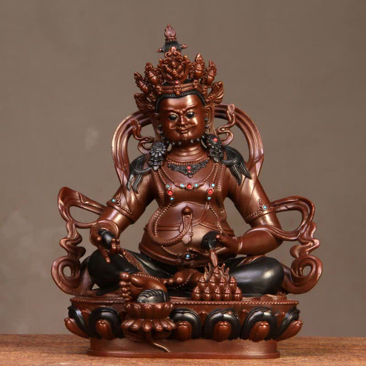 Buddha Stones Yellow Jambhala Bodhisattva Figurine Compassion Copper Statue Home Office Decoration - image 2