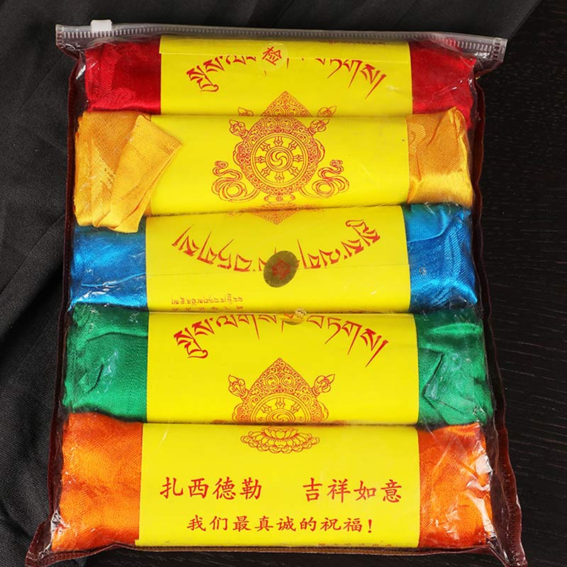 Buddha Stones Tibetan Blessing Auspicious 5 Colors Jacquard Khata Decoration - image 14