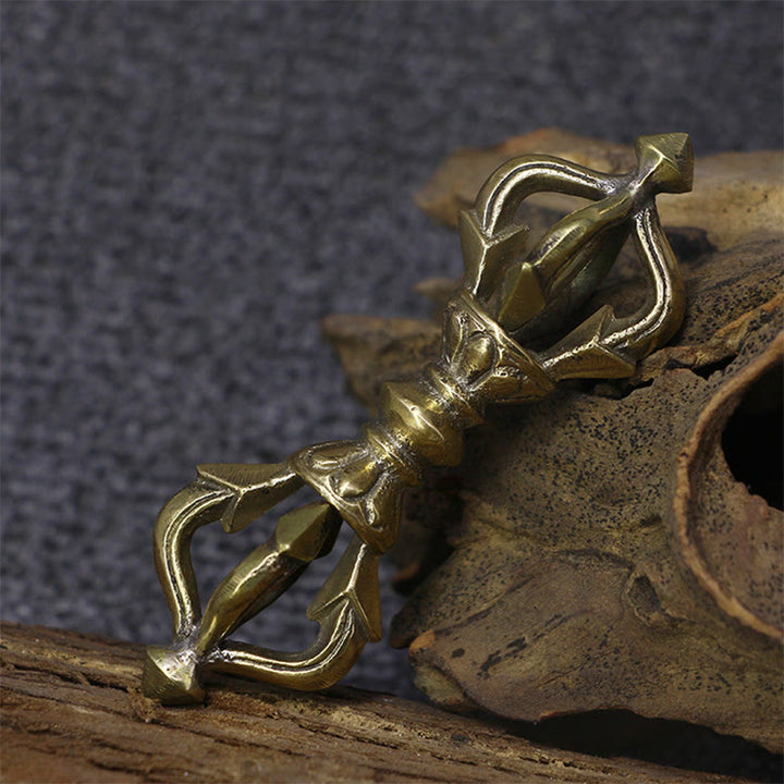 Buddha Stones Handcrafted Nepal Small Five Prong Vajra Dorje Strength Copper Decoration - Dorje/Vajra(Enlightenment♥Spiritual Power) - image 0