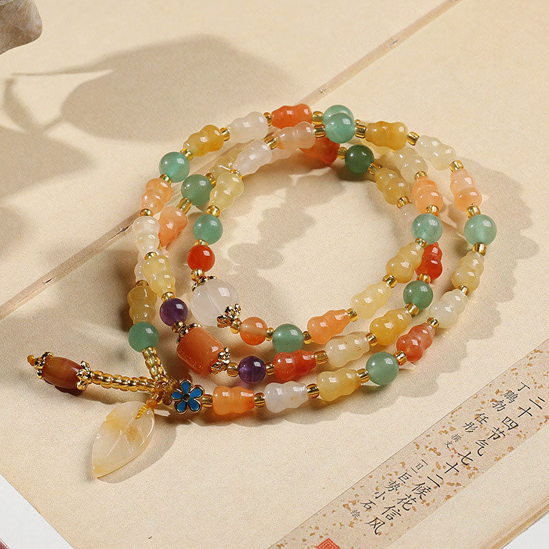 Buddha Stones Golden Silk Jade Gourd Wealth Bracelet - image 2