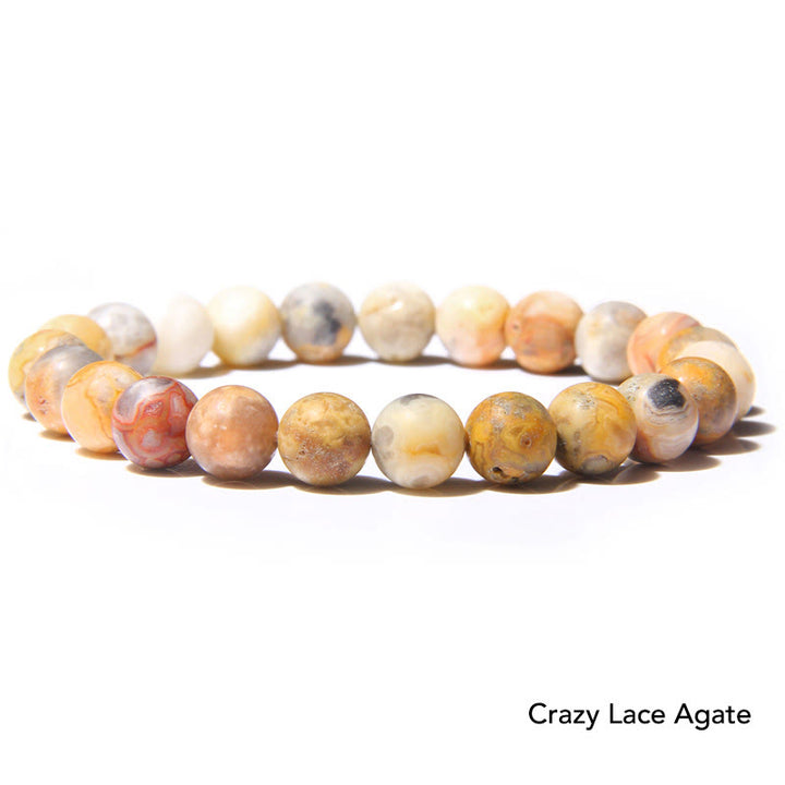 Natural Agate Stone Crystal Balance Beaded Bracelet - Crazy Lace Agate - image 17