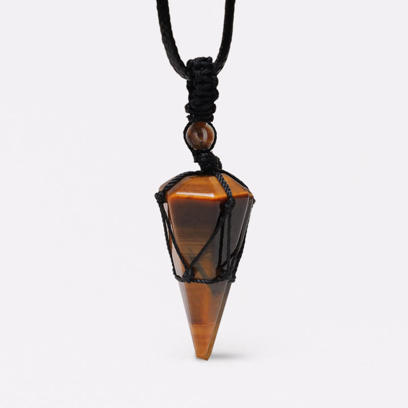 Buddha Stones Natural Stone Pointed Pendant Necklace - Tiger Eye - image 1