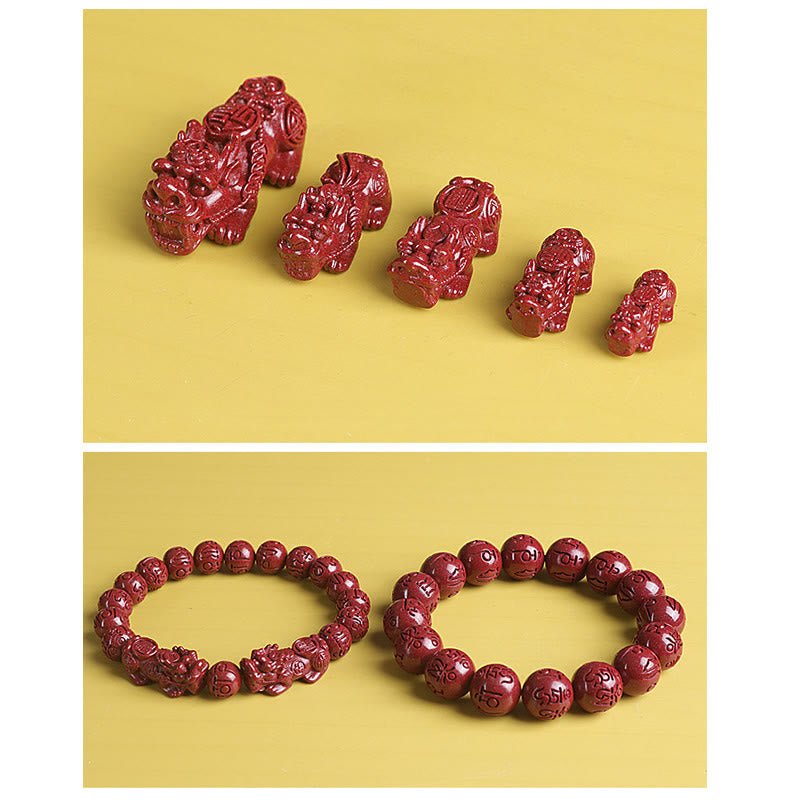 Buddha Stones Natural Double PiXiu Cinnabar Om Mani Padme Hum Wealth Luck Bead Bracelet - image 10