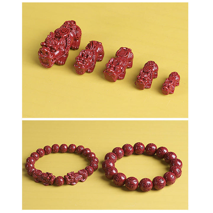 Buddha Stones Natural Double PiXiu Cinnabar Om Mani Padme Hum Wealth Luck Bead Bracelet - image 10
