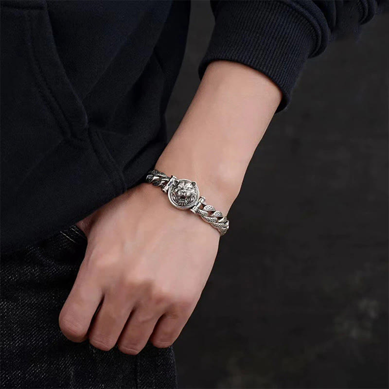 Buddha Stones Tiger Tang Dynasty Flower Design Engraved Luck Energy Bracelet - image 8