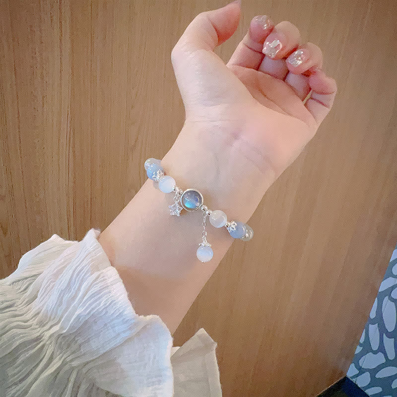 Buddha Stones Cat's Eye Moonstone Butterfly Star Charm Support Bracelet - image 15