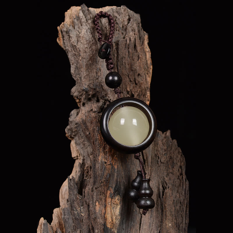 Buddha Stones Red Sandalwood Ebony Wood Green Sandalwood Luminous Lucky Bead Gourd Peace Key Chain - image 10