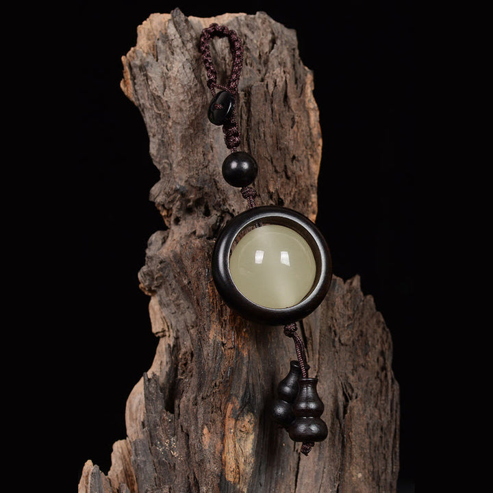 Buddha Stones Red Sandalwood Ebony Wood Green Sandalwood Luminous Lucky Bead Gourd Peace Key Chain - image 10