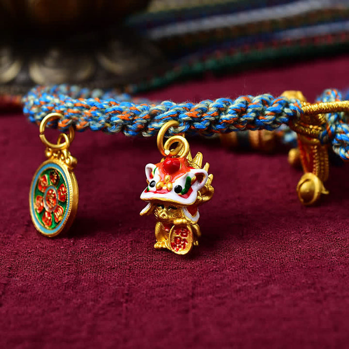 Buddha Stones Tibetan Zakiram Goddess of Wealth Thangka Luck Prayer Wheel Braid String Bracelet - image 4