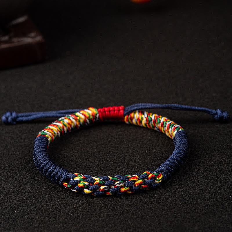 Buddha Stones Tibetan Handmade Colorful King Kong Knot Luck Braid String Bracelet - Blue - 18-19CM - image 6