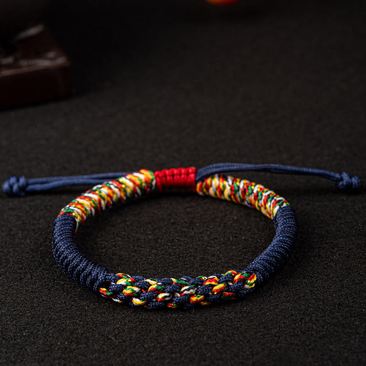 Buddha Stones Tibetan Handmade Colorful King Kong Knot Luck Braid String Bracelet - Blue - 18-19CM - image 6