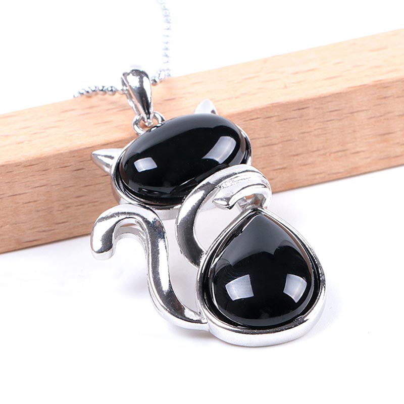 Buddha Stones Cat Pattern Natural Crystal Protection Necklace Pendant - image 23