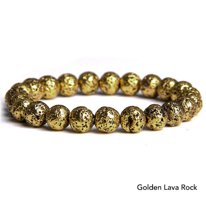 Natural Agate Stone Crystal Balance Beaded Bracelet - Golden Lava Rock - image 47