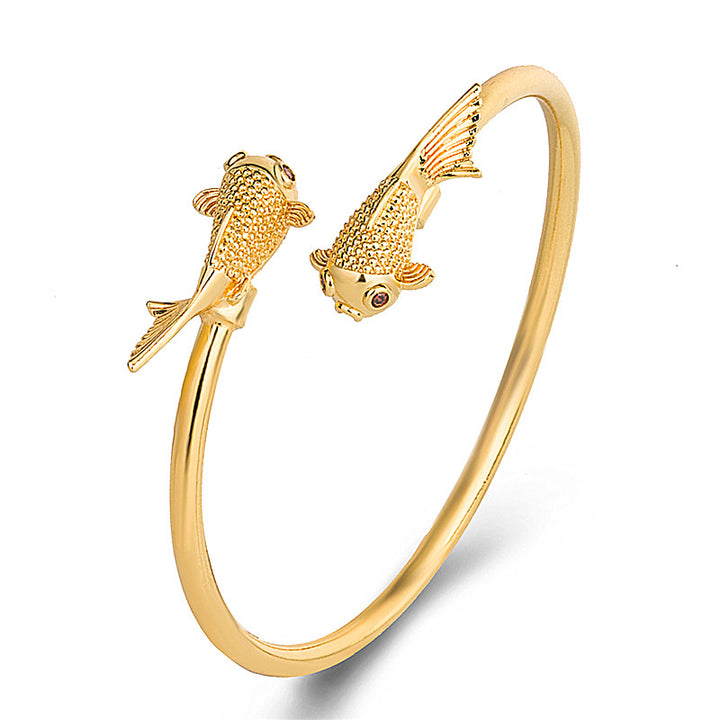 Buddha Stones Double Koi Fish Copper Prosperity Wealth Bracelet - Koi Fish (Luck ♥ Prosperity) - image 0