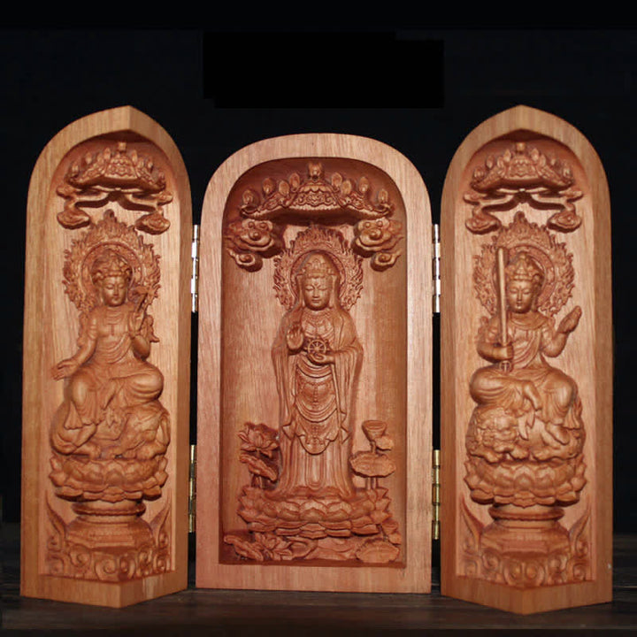 Avalokitesvara Kwan Yin Buddha Cherry Wood Compassion Home Decoration Altar - Nanhai Avalokitesvara Kwan Yin - image 11