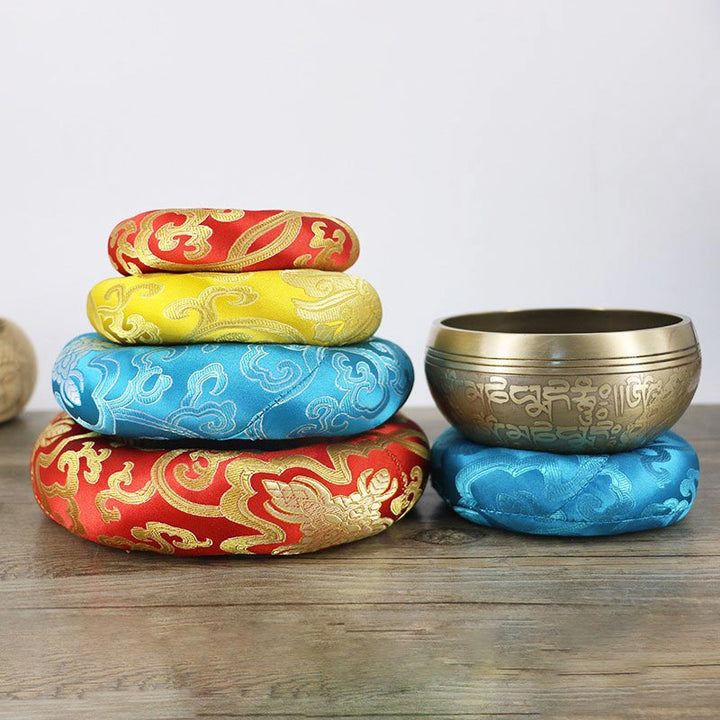 Buddha Stones Tibetan Singing Bowl Handcraft Cushion Decoration - image 3