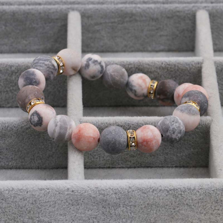 Buddha Stones Anxiety Stress Healing Crystal Zebra Jasper Bead Bracelet - image 5
