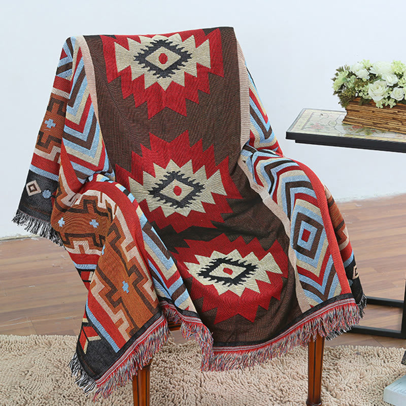 Buddha Stones Tibetan Geometric Hand-Dyed Craftsman Blanket - image 8