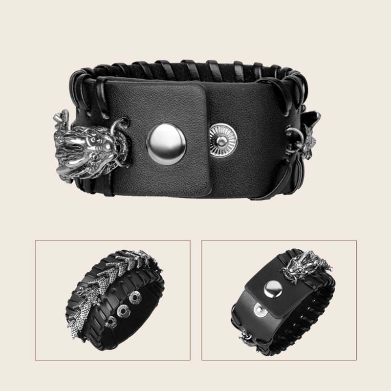 Buddha Stones Dragon Leather Protection Weave Bracelet - image 11