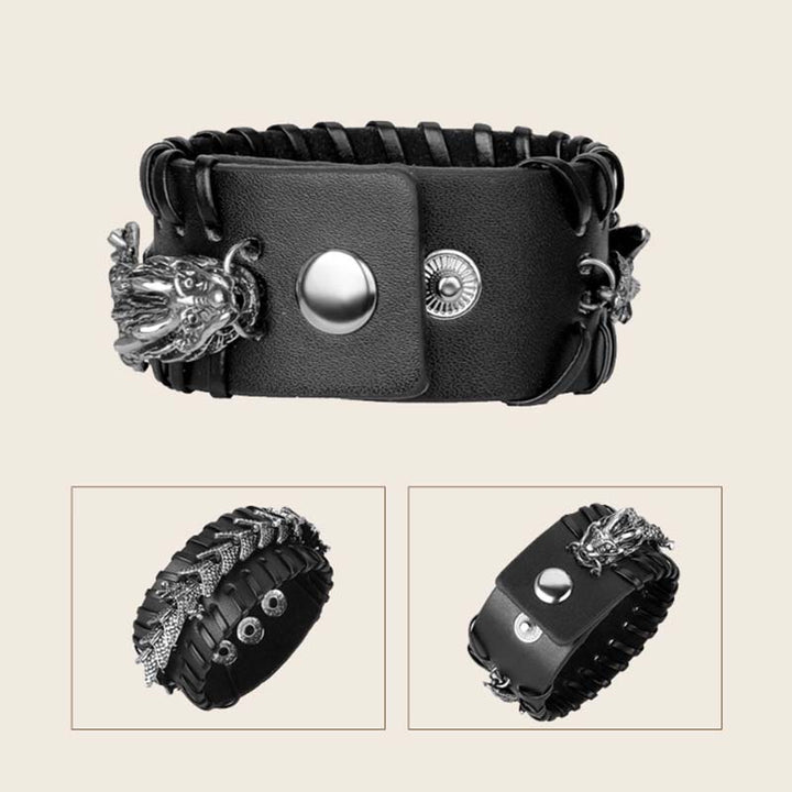 Buddha Stones Dragon Leather Protection Weave Bracelet - image 11