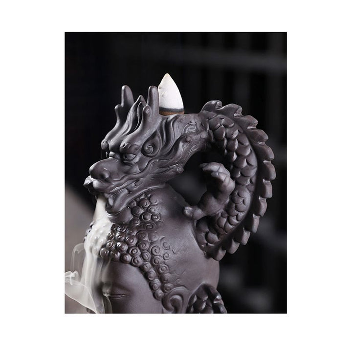 Buddha Stones Dragon Buddha Auspicious Clouds Purple Clay Healing Incense Burner Decoration - image 11