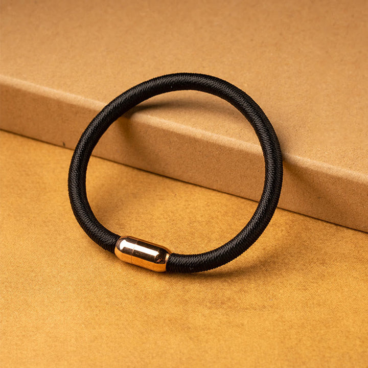 Buddha Stones Tibetan Handmade King Kong Knot Protection Magnetic Buckle Braided Bracelet - Black Rope Simple Design - 19cm-21cm - image 18