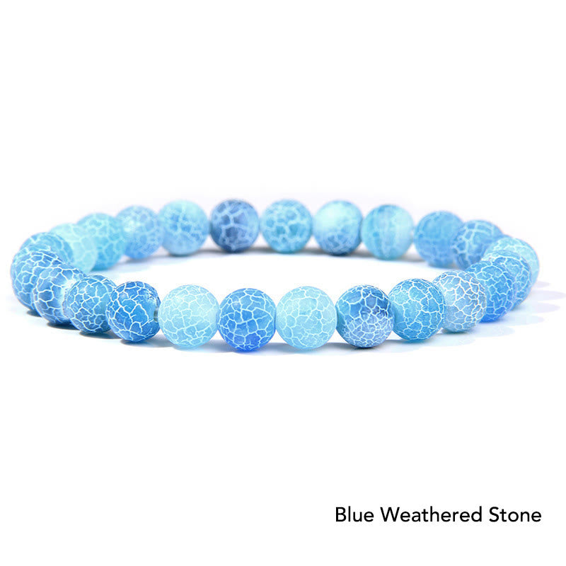 Natural Agate Stone Crystal Balance Beaded Bracelet - Blue Weathered Stone - image 50