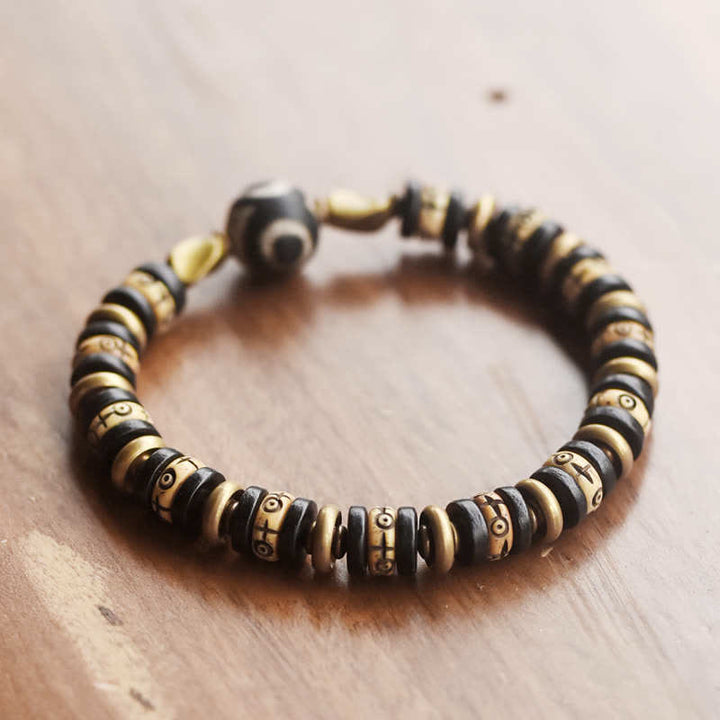 Buddha Stones Tibetan Bone Beads Ebony Wood Strength Bracelet - image 3