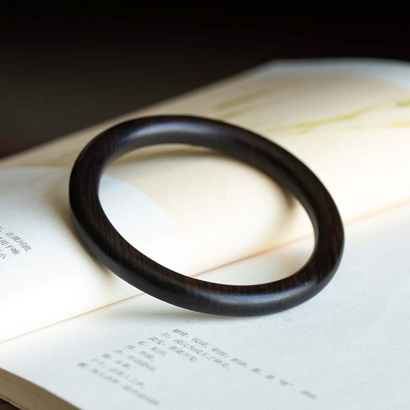 Buddha Stones Tibetan Small Leaf Red Sandalwood Ebony Green Sandalwood Protection Bracelet Bangle - Ebony - 64mm - image 13