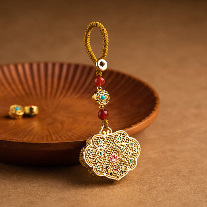 Buddha Stones Lock of Good Wishes Fu Character Luck Blessing Key Chain - Lock of Good Wishes - image 0