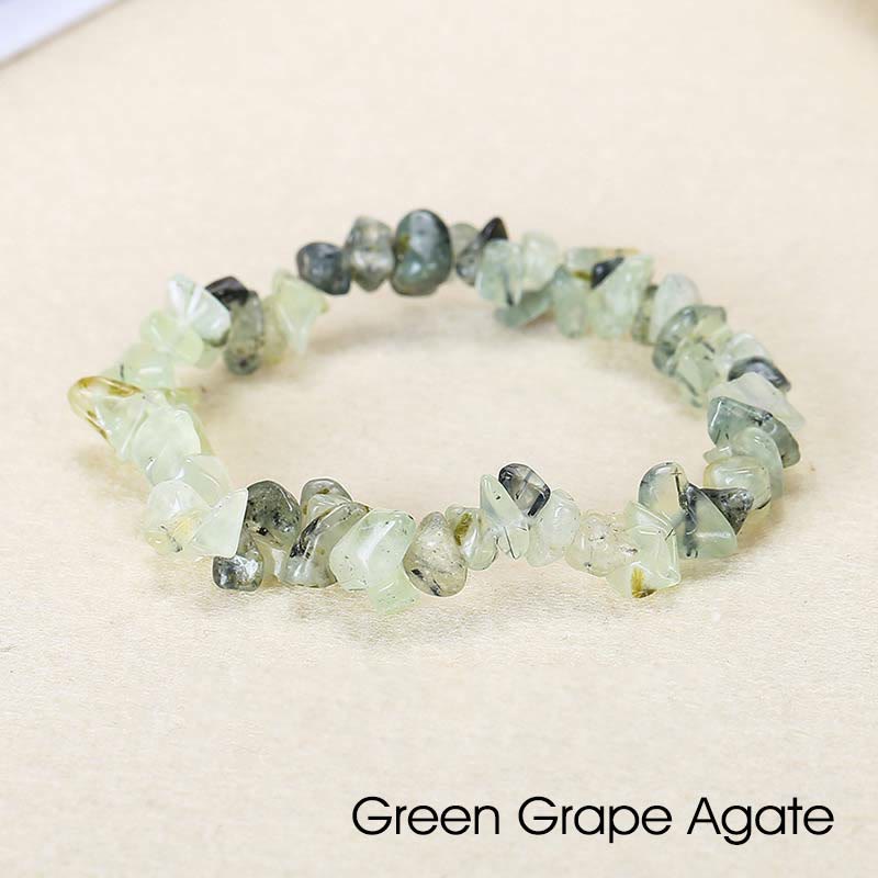 Natural Irregular Shape Crystal Stone Warmth Soothing Bracelet - Green Grape Agate - image 52