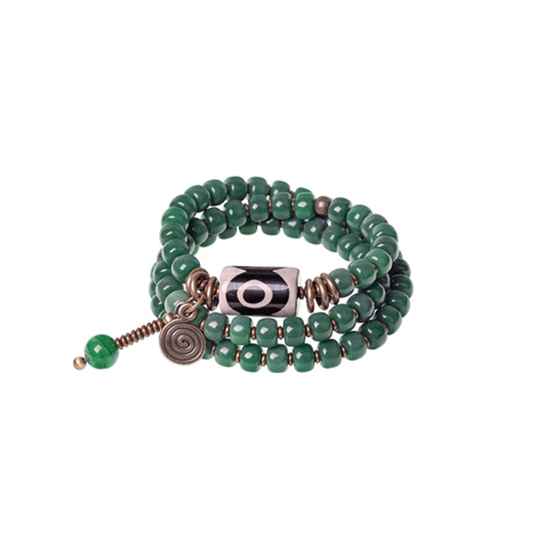 Cyan Bodhi Seed Dzi Bead Wisdom Peace Triple Wrap Bracelet - image 11