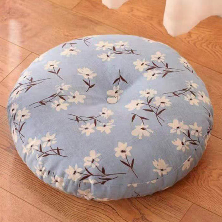 Buddha Stones Lotus Simple Pattern Linen Meditation Seat Cushion Home Living Room Decoration - Detachable - 40cm*10cm - LightCyan - image 25