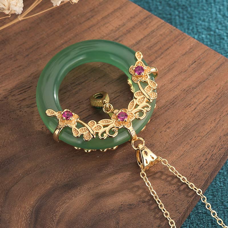 Buddha Stones Natural Round Cyan Jade Healing Necklace Pendant - image 3