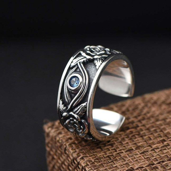 Buddha Stones Eye Of Horus Crystal Protection Adjustable Ring - image 1