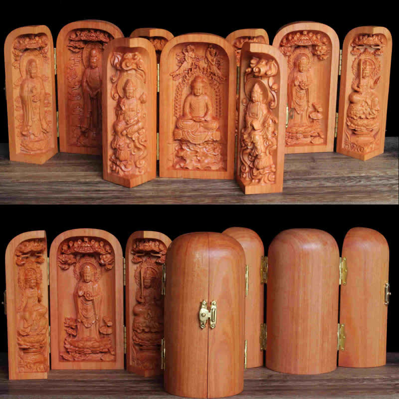 Avalokitesvara Kwan Yin Buddha Cherry Wood Compassion Home Decoration Altar - image 1