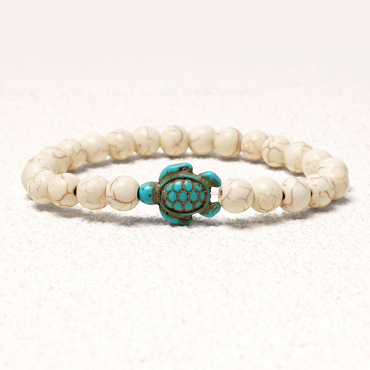 Buddha Stones Natural Stone Sea Turtle Turquoise Blessing Bracelet - White Turquoise - image 6