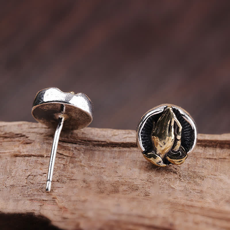 Buddha Stones 925 Sterling Silver Namaste Equality Stud Earrings - image 12