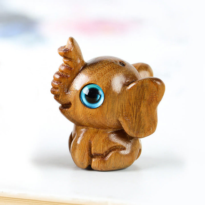 Buddha Stones Sandalwood Small Leaf Red Sandalwood Green Sandalwood Lucky Mini Elephant Carved Protection Decoration - Green Sandalwood(Cure♥Positive) - image 12