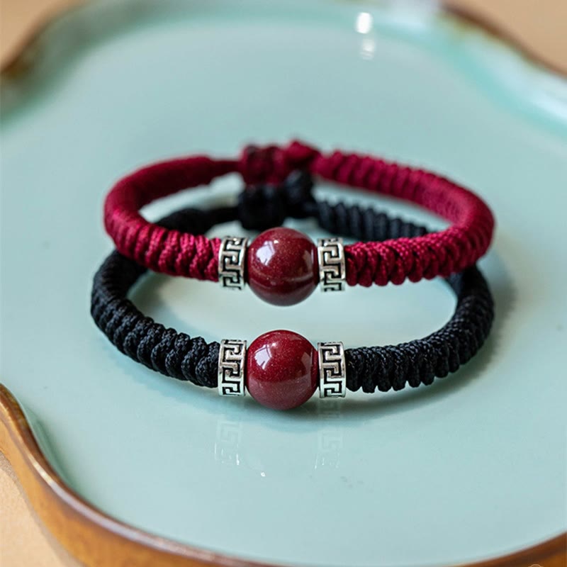 Buddha Stones 925 Sterling Silver Natural Cinnabar Bead Calm Handmade Braided String Bracelet - image 13