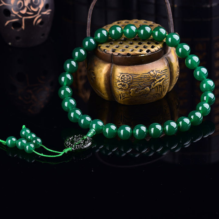 Buddha Stones Natural Green Agate Wrist Mala Manifestation Pocket Mala Car Decoration - 14mm - 36 Beads - image 0