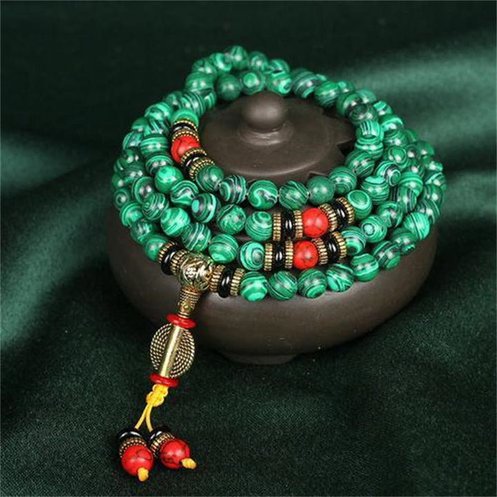 Buddha Stones Tibetan 108 Mala Malachite Beads Bracelet Necklace - 0.31 IN(8MM) - image 0
