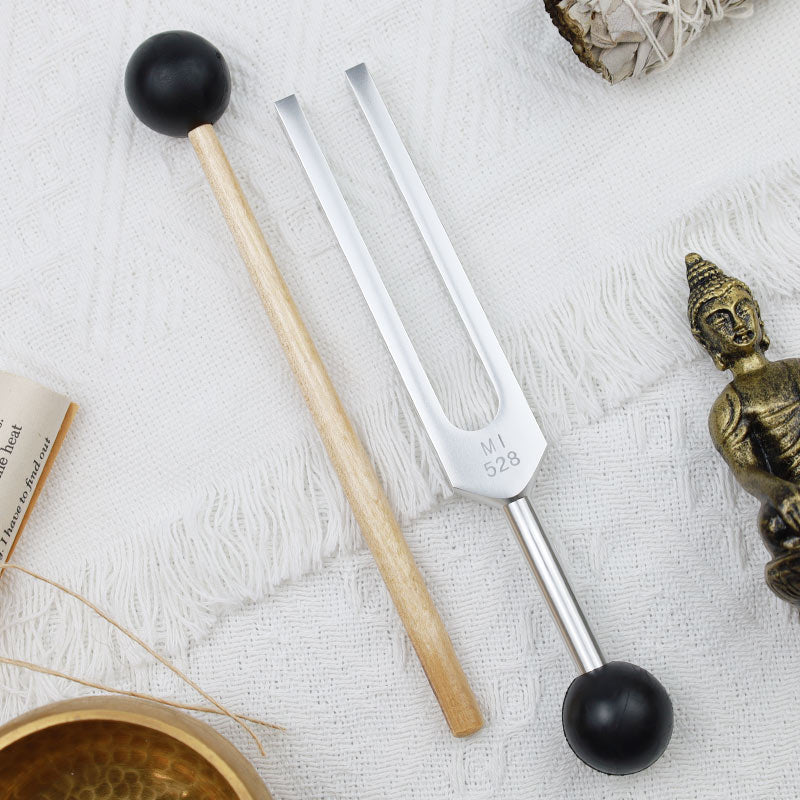 Buddha Stones Tuning Fork 528HZ Aluminum Alloy for Chakra and Sound Therapy Ornament Decoration With a Mallet - image 1