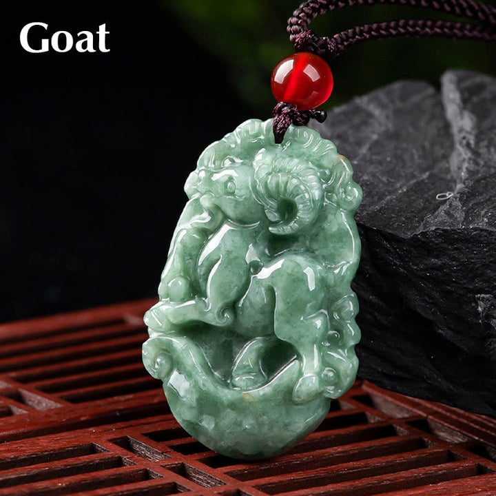 Buddha Stones Natural Jade 12 Chinese Zodiac Prosperity Necklace Pendant - Goat - image 20