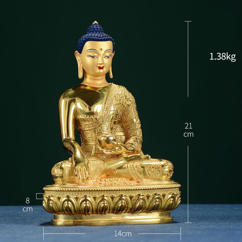 Buddha Stones Buddha Shakyamuni Figurine Enlightenment Copper Statue Home Offering Decoration - 21*14*8cm - image 7