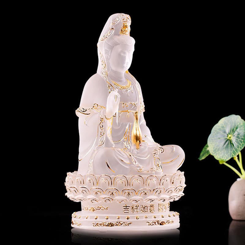 Buddha Stones Kwan Yin Avalokitesvara Handmade Figurine Liuli Crystal Art Piece Wealth Statue Home Offering Decoration - image 1