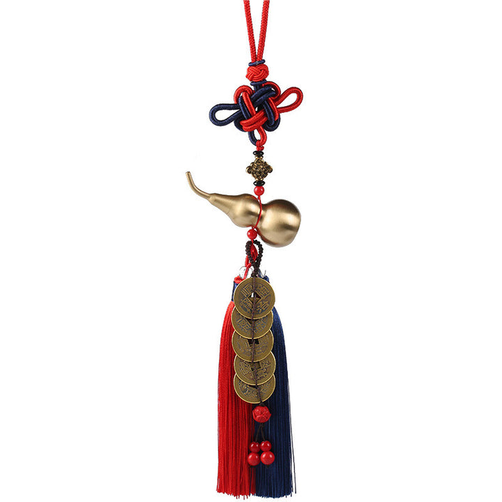 Buddha Stones Feng Shui Wu Lou Gourd Ancient Chinese Coins  Wealth Car Hanging Decoration - image 4
