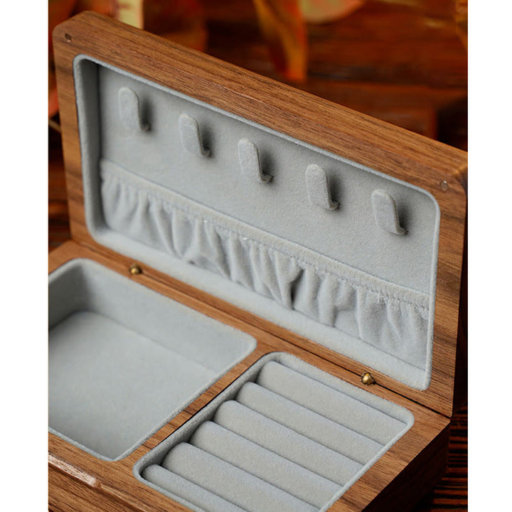 Vintage Handmade Black Walnut Wood Jewelry Storage Box Wooden Gift Box - image 11