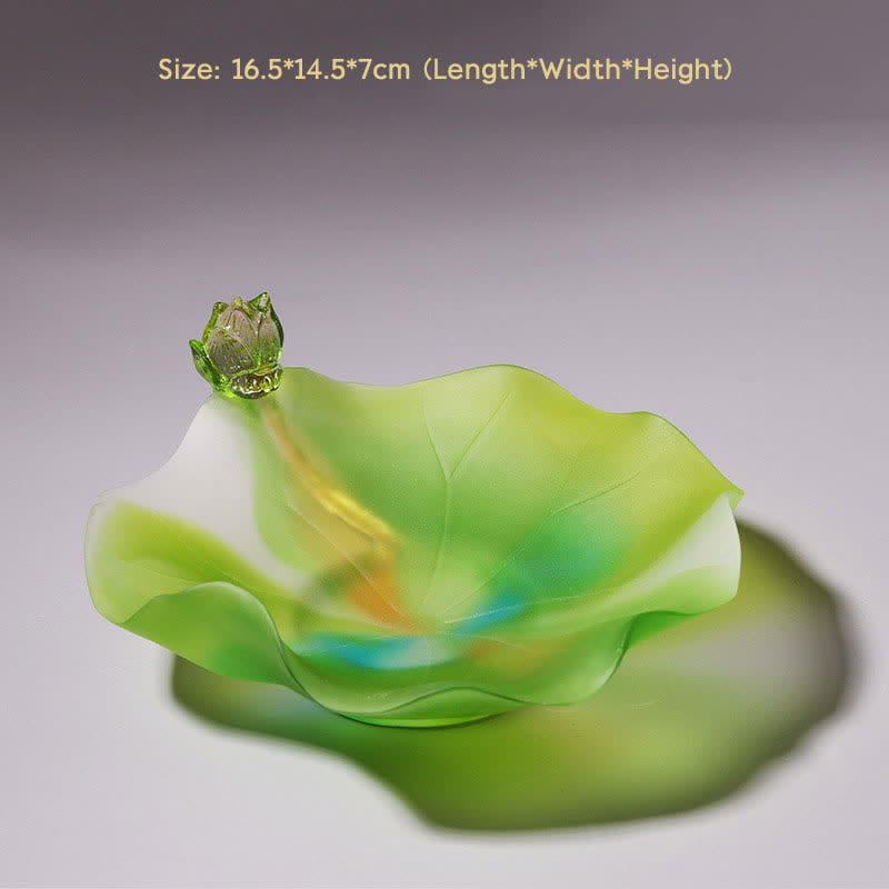 Buddha Stones Feng Shui Lotus Handmade Liuli Crystal Art Piece Home Office Offering Decoration - Offering Plate - image 7