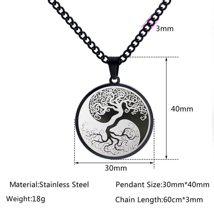 Buddha Stones The Tree of Life Titanium Steel Connection Necklace Pendant - image 9